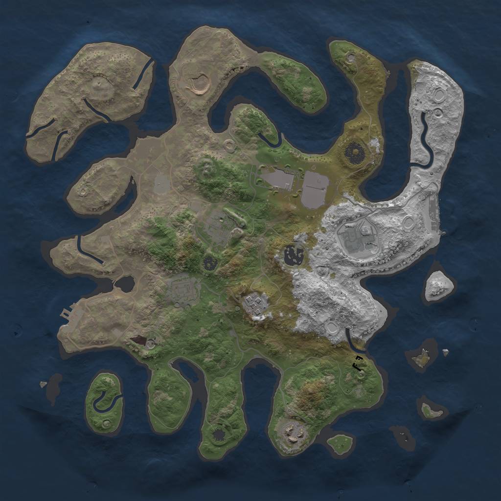 Rust Map: Procedural Map, Size: 3600, Seed: 1818816298, 16 Monuments