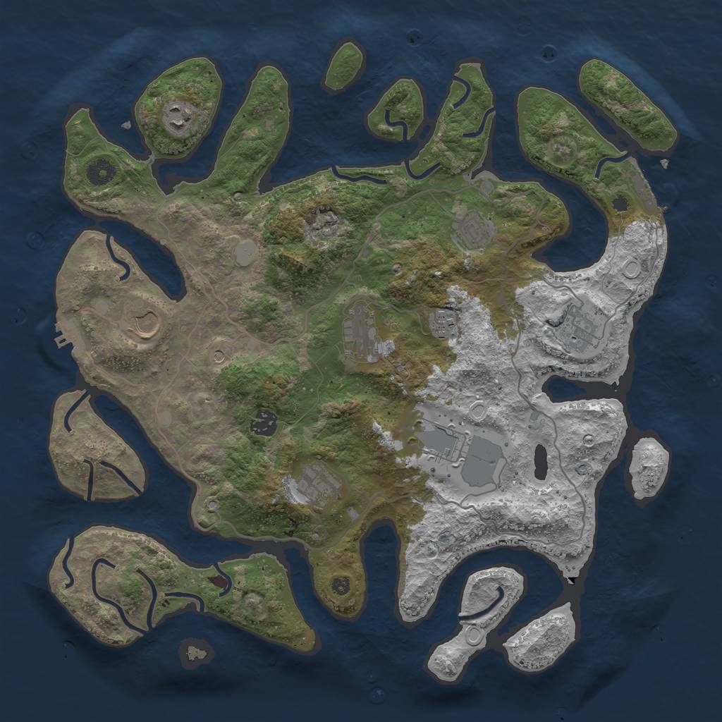 Rust Map: Procedural Map, Size: 4000, Seed: 819874, 17 Monuments