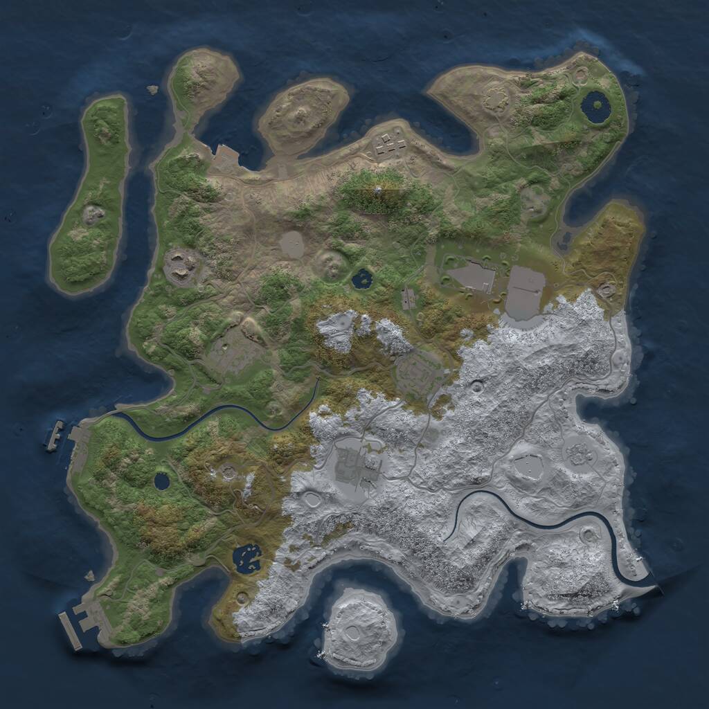 Rust Map: Procedural Map, Size: 3550, Seed: 940639, 13 Monuments