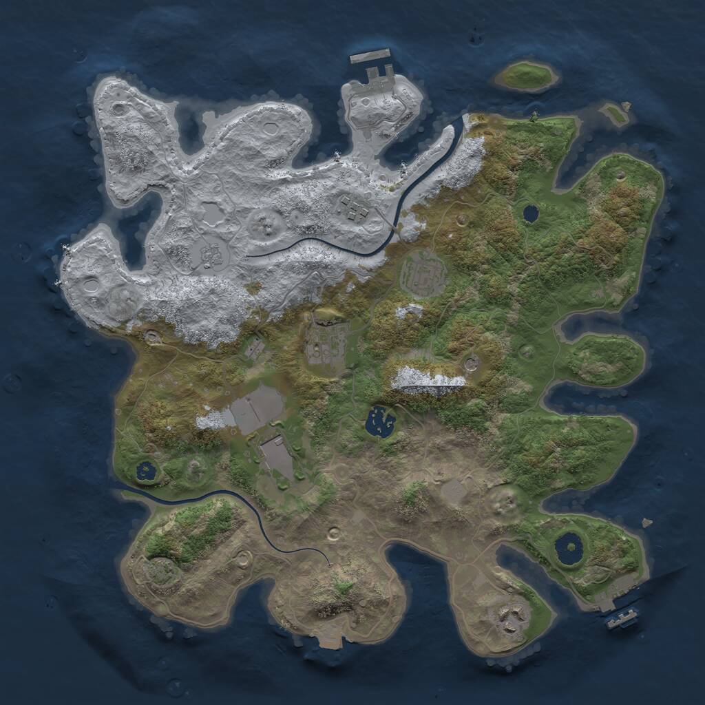 Rust Map: Procedural Map, Size: 3550, Seed: 31450, 12 Monuments