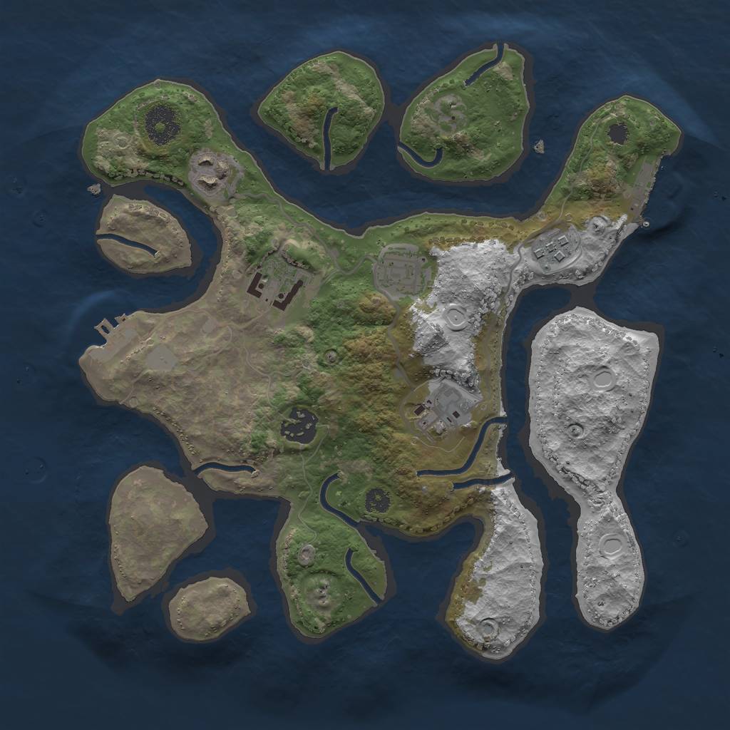 Rust Map: Procedural Map, Size: 3000, Seed: 2239341, 13 Monuments