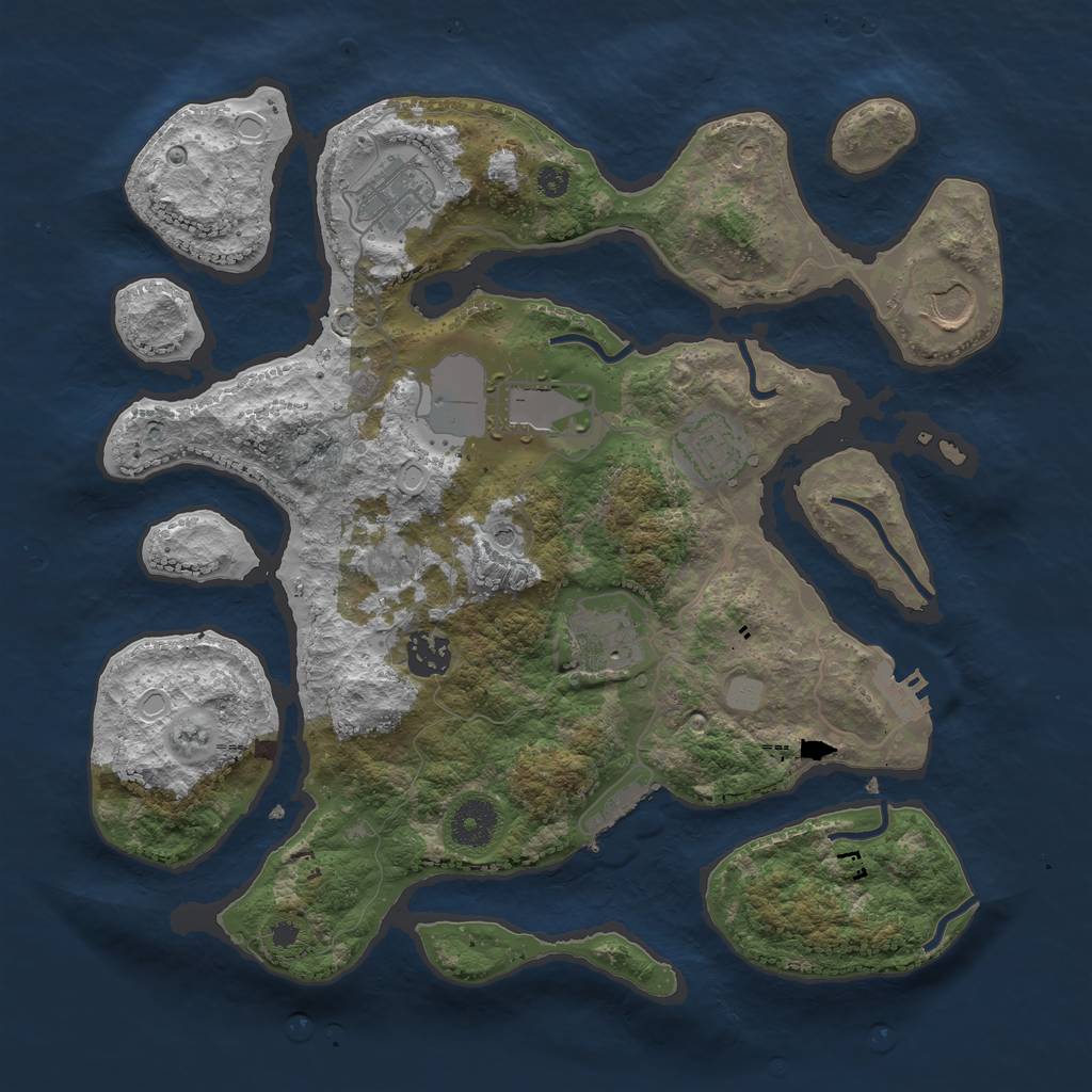 Rust Map: Procedural Map, Size: 3500, Seed: 2029190729, 14 Monuments