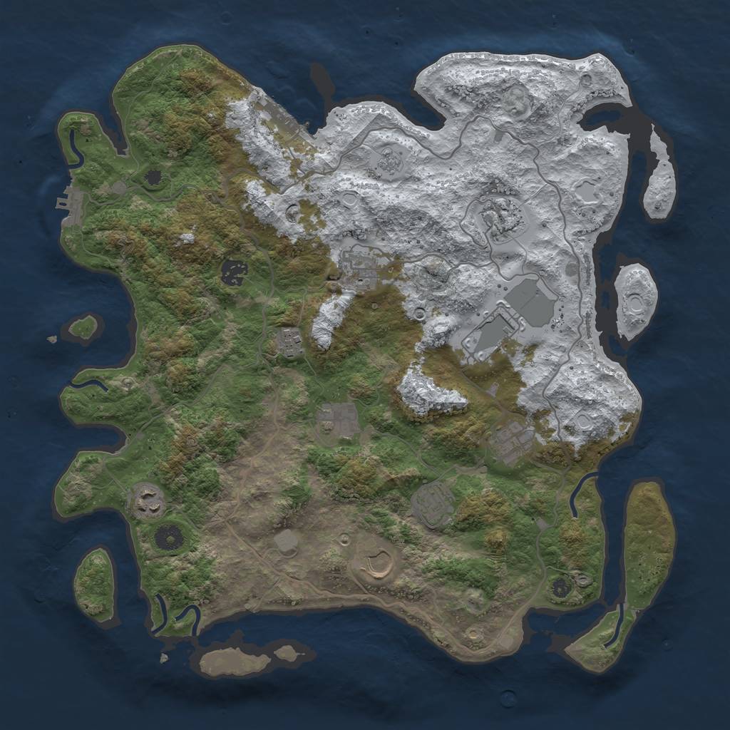 Rust Map: Procedural Map, Size: 4000, Seed: 51351959, 18 Monuments