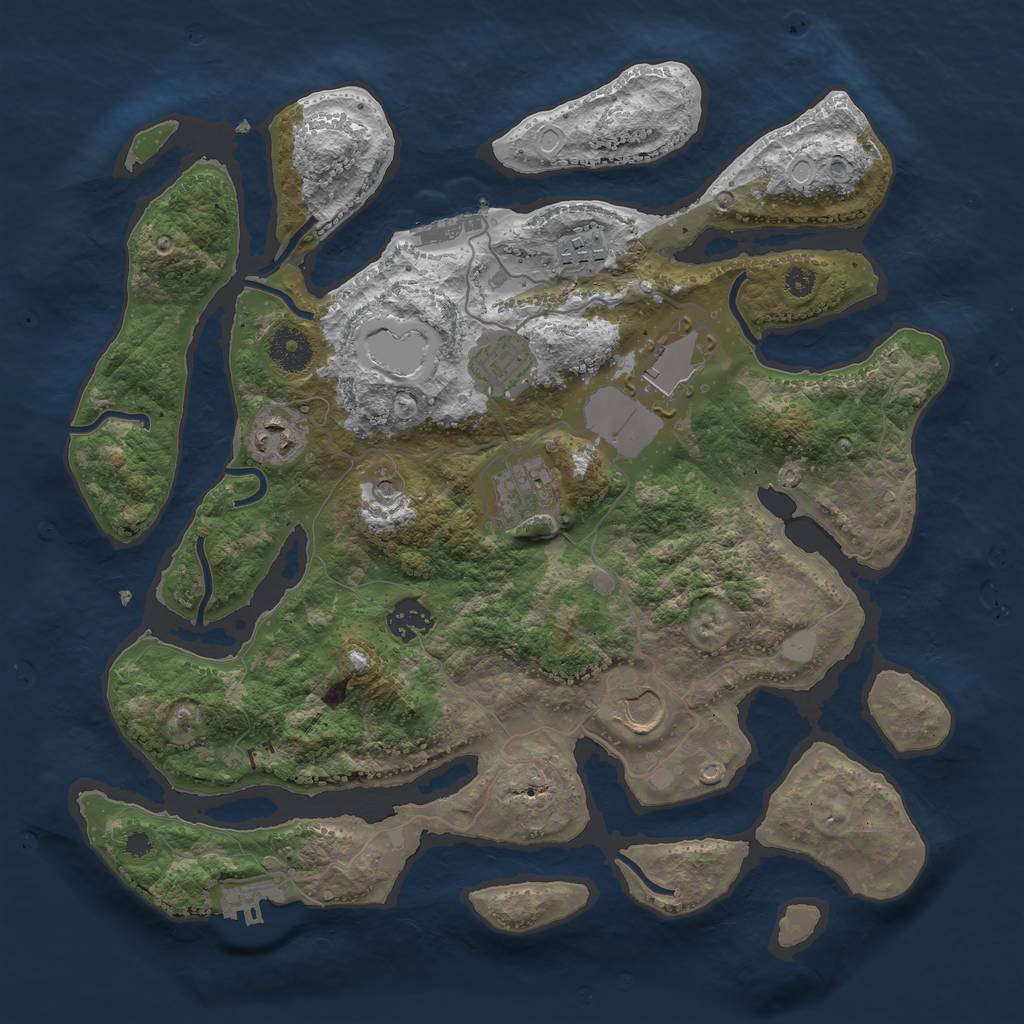 Rust Map: Procedural Map, Size: 3550, Seed: 74949, 15 Monuments