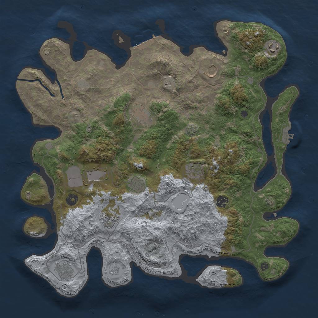 Rust Map: Procedural Map, Size: 4000, Seed: 270334, 18 Monuments