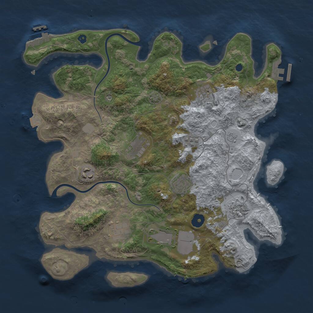 Rust Map: Procedural Map, Size: 3550, Seed: 266163, 14 Monuments