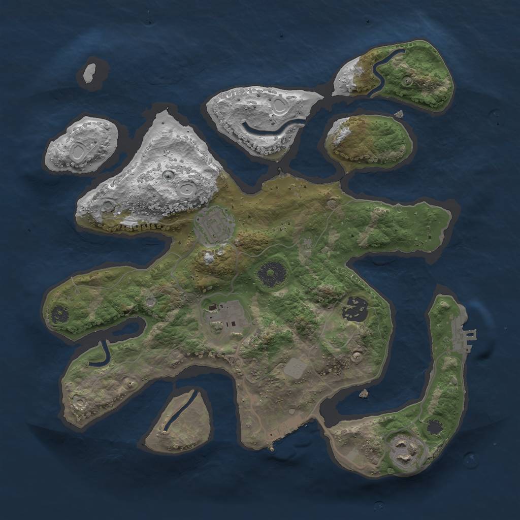 Rust Map: Procedural Map, Size: 3000, Seed: 1020, 11 Monuments