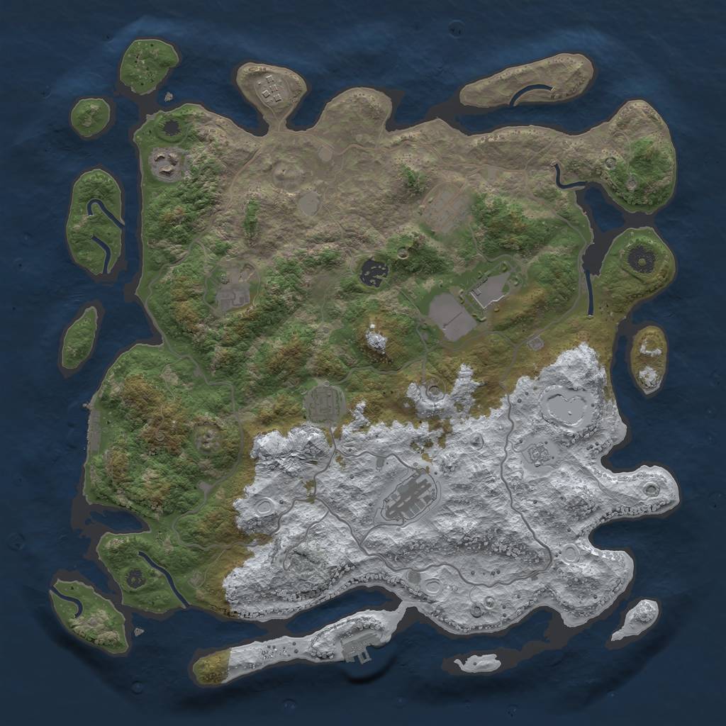 Rust Map: Procedural Map, Size: 4000, Seed: 4197878, 17 Monuments