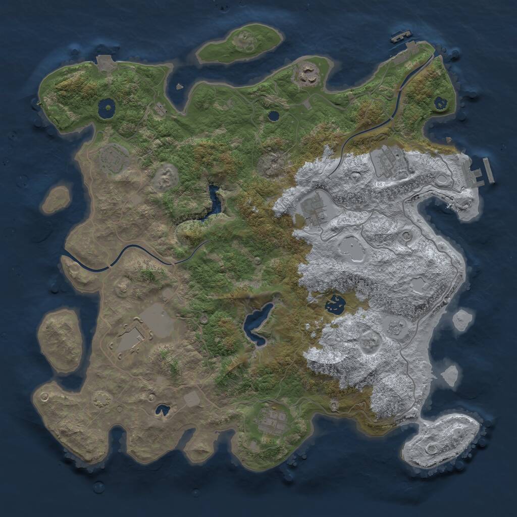 Rust Map: Procedural Map, Size: 4000, Seed: 74, 13 Monuments