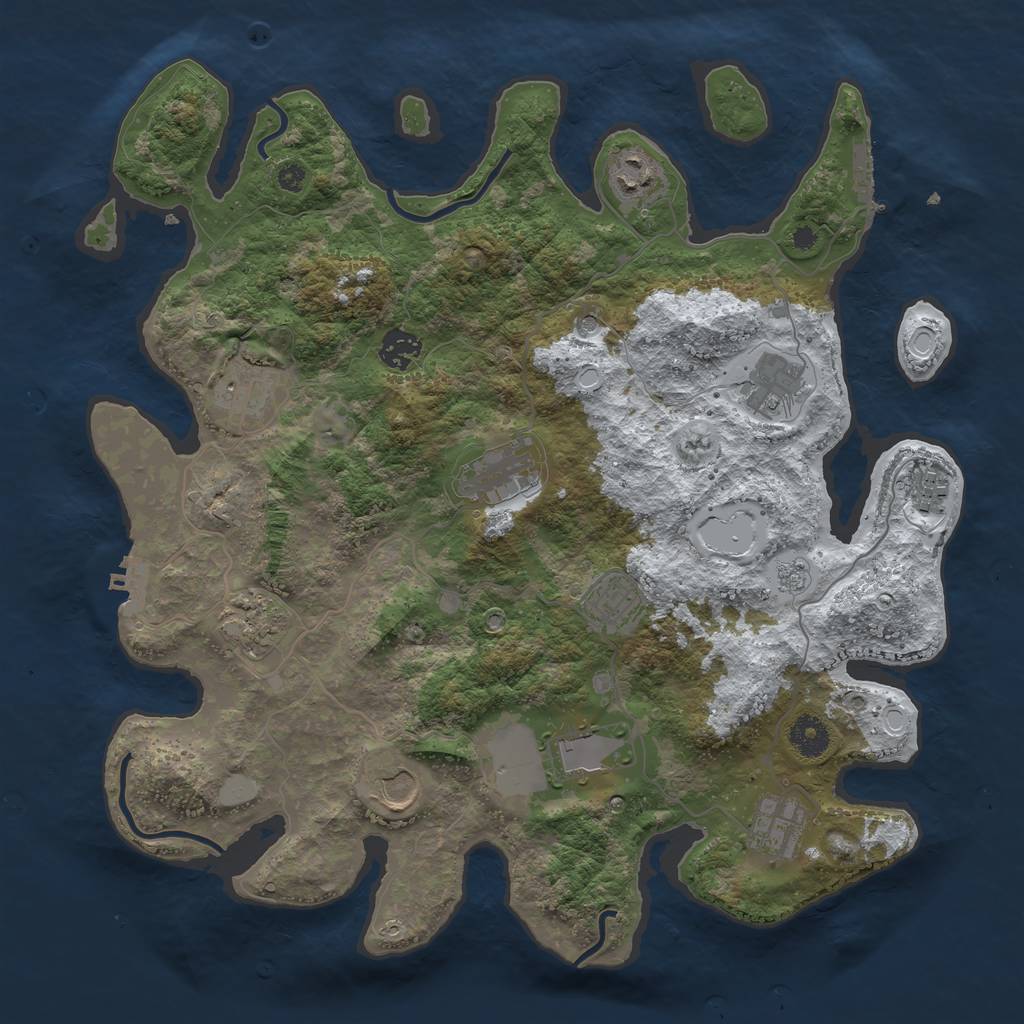 Rust Map: Procedural Map, Size: 3800, Seed: 420, 20 Monuments