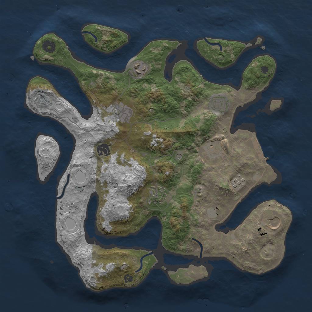 Rust Map: Procedural Map, Size: 3600, Seed: 1271257100, 15 Monuments