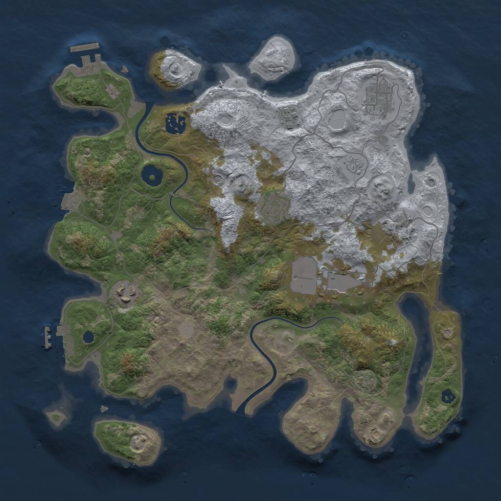 Rust Map: Procedural Map, Size: 3500, Seed: 668105531, 13 Monuments