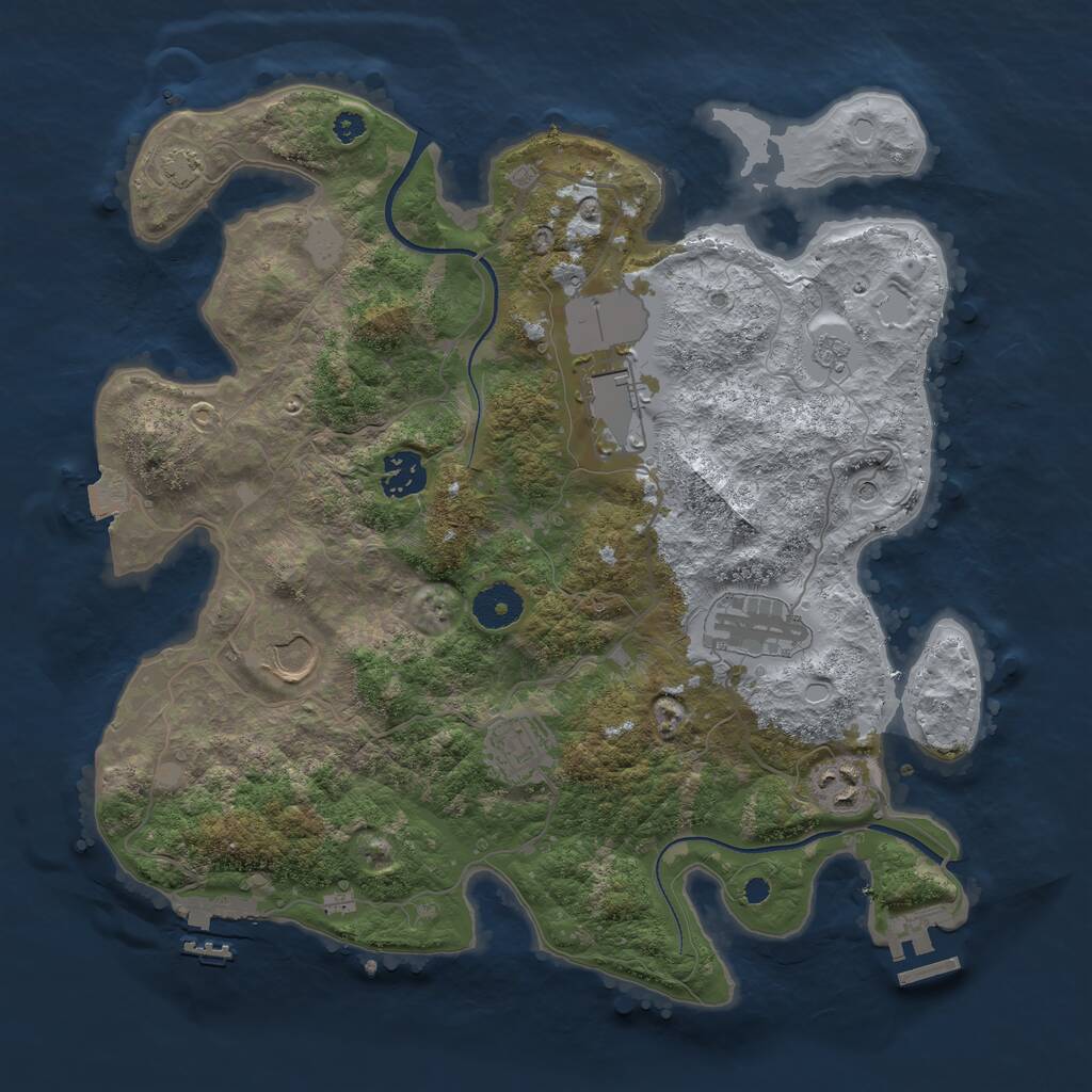 Rust Map: Procedural Map, Size: 3500, Seed: 24514774, 12 Monuments