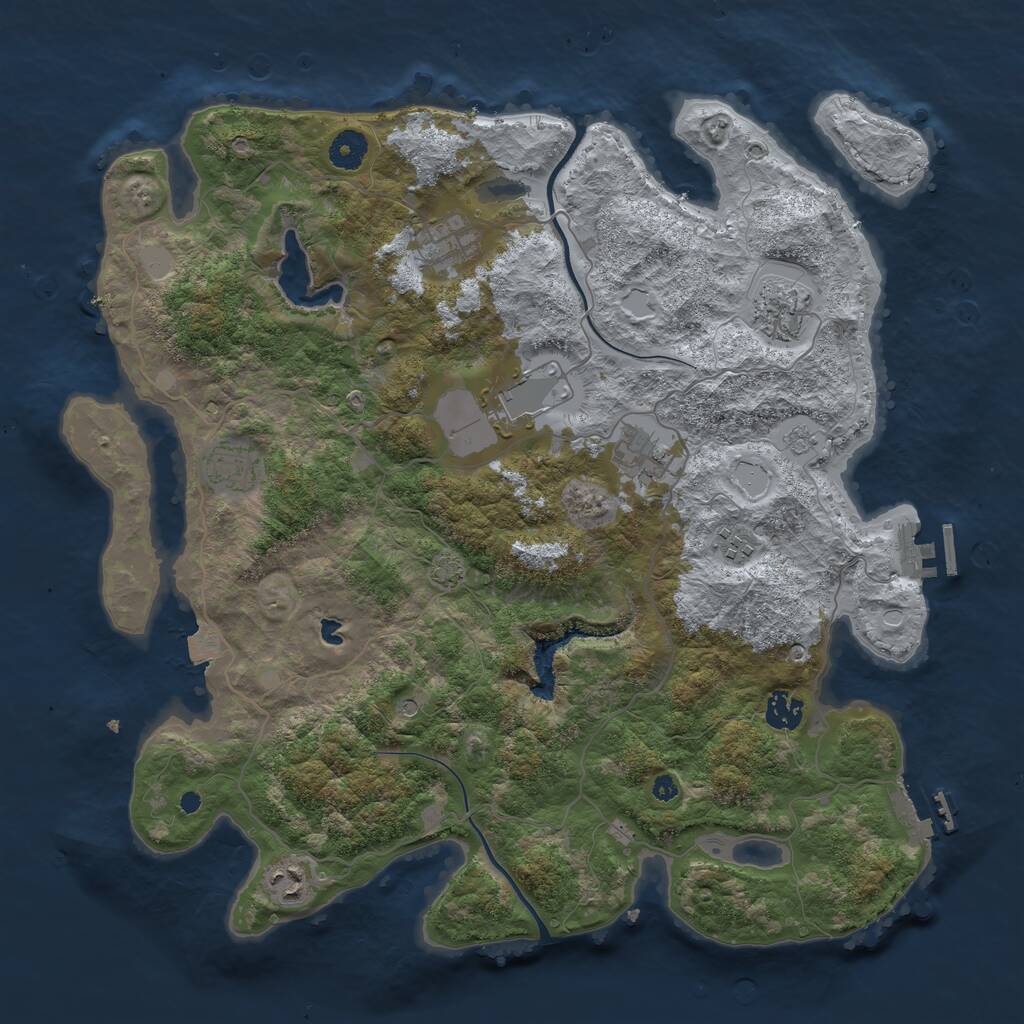 Rust Map: Procedural Map, Size: 4000, Seed: 313068, 14 Monuments