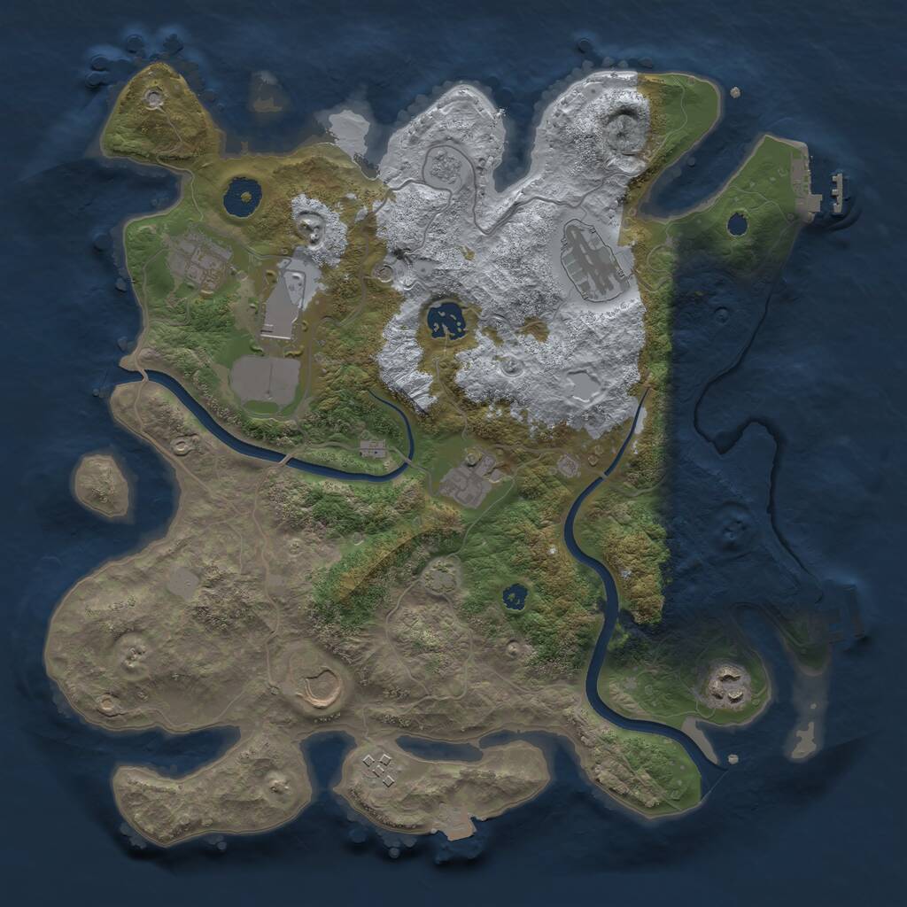 Rust Map: Procedural Map, Size: 3550, Seed: 142222, 14 Monuments