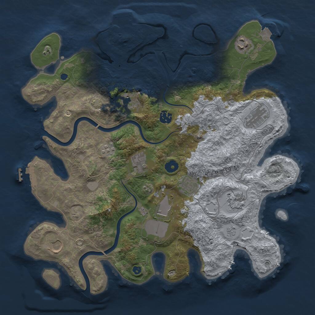 Rust Map: Procedural Map, Size: 3700, Seed: 1264566243, 16 Monuments