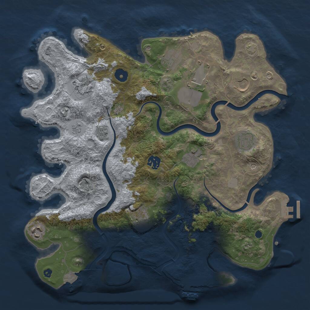 Rust Map: Procedural Map, Size: 3550, Seed: 730053, 16 Monuments