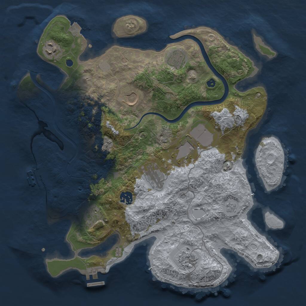 Rust Map: Procedural Map, Size: 3500, Seed: 85246, 15 Monuments