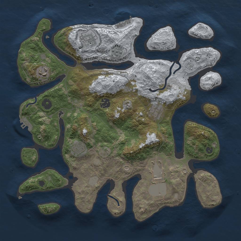 Rust Map: Procedural Map, Size: 3550, Seed: 368681, 16 Monuments