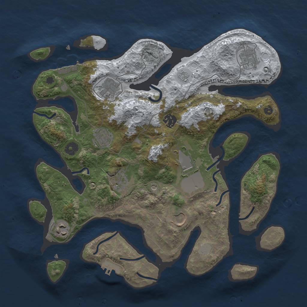 Rust Map: Procedural Map, Size: 3500, Seed: 647989156, 17 Monuments