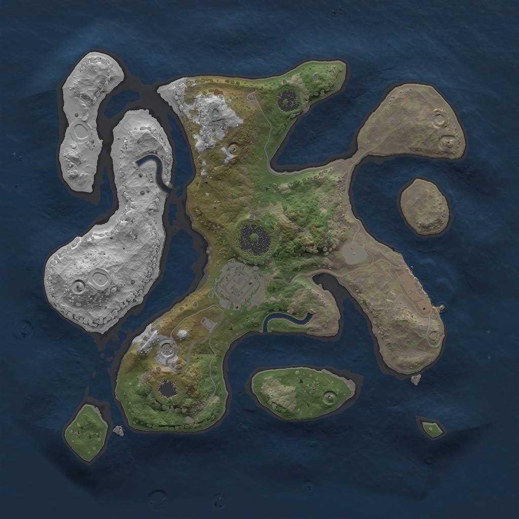Rust Map: Procedural Map, Size: 2500, Seed: 721, 8 Monuments