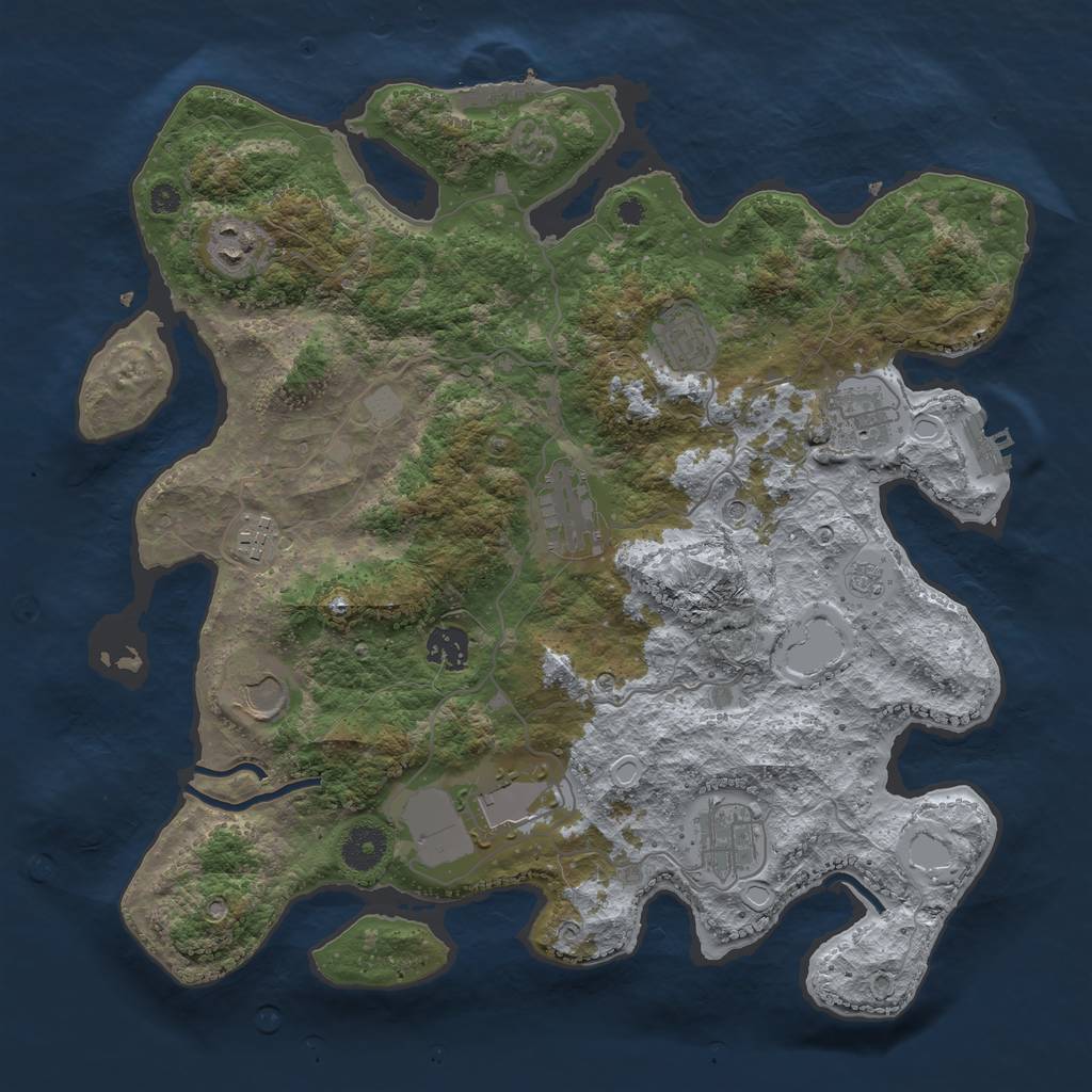 Rust Map: Procedural Map, Size: 3700, Seed: 23, 16 Monuments