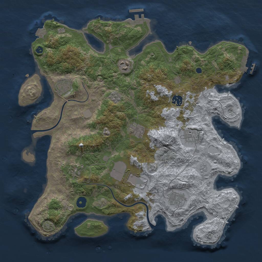 Rust Map: Procedural Map, Size: 3700, Seed: 23, 15 Monuments