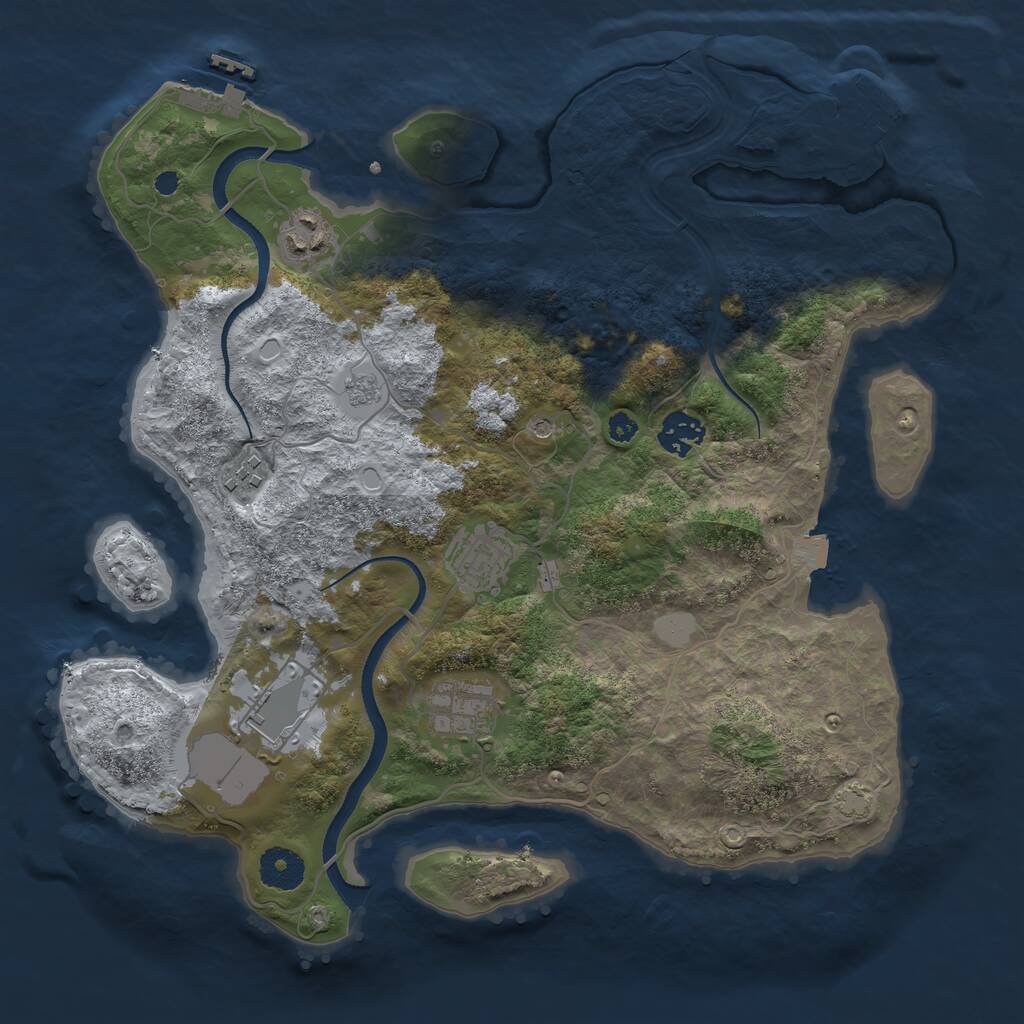 Rust Map: Procedural Map, Size: 3500, Seed: 25000, 12 Monuments
