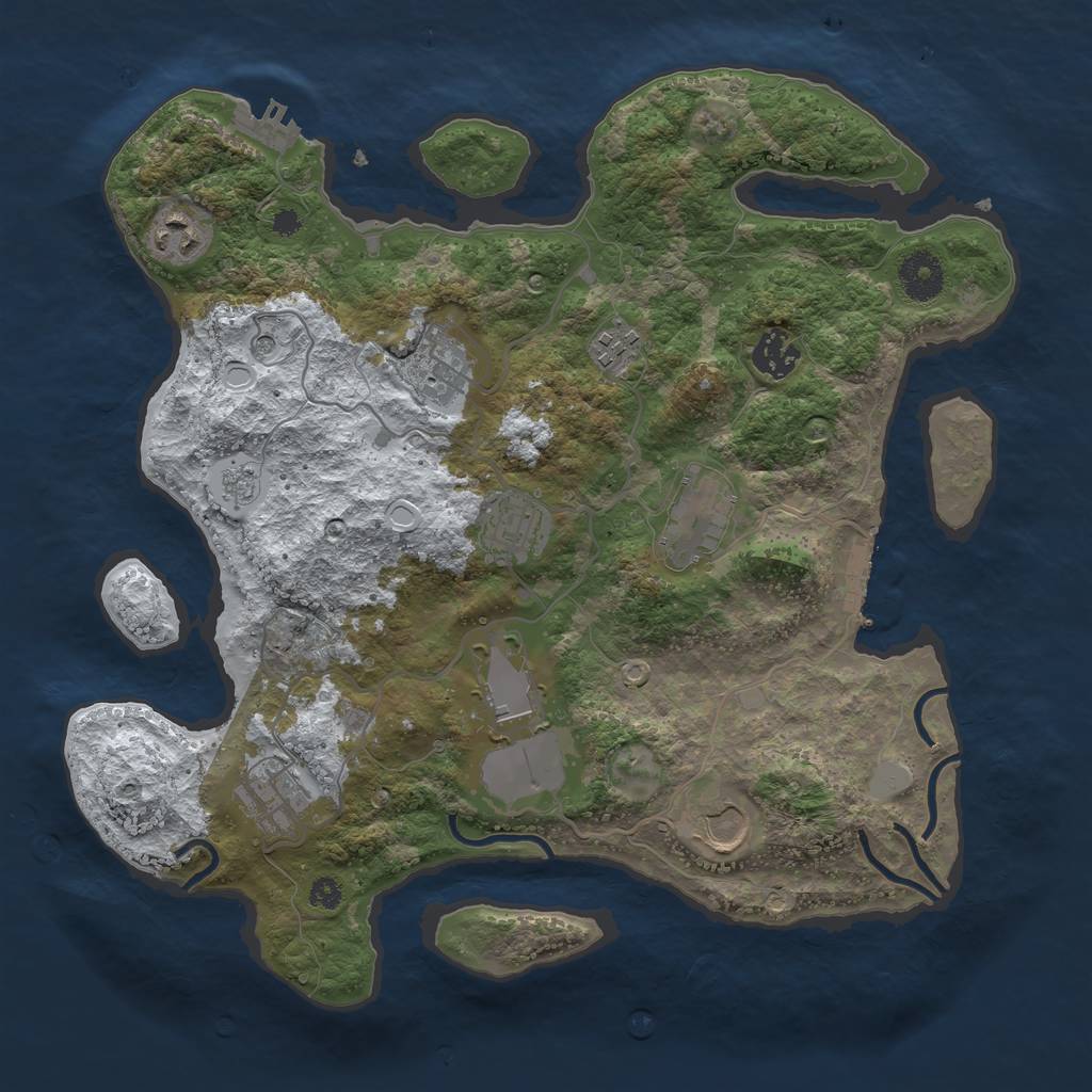 Rust Map: Procedural Map, Size: 3500, Seed: 25000, 18 Monuments