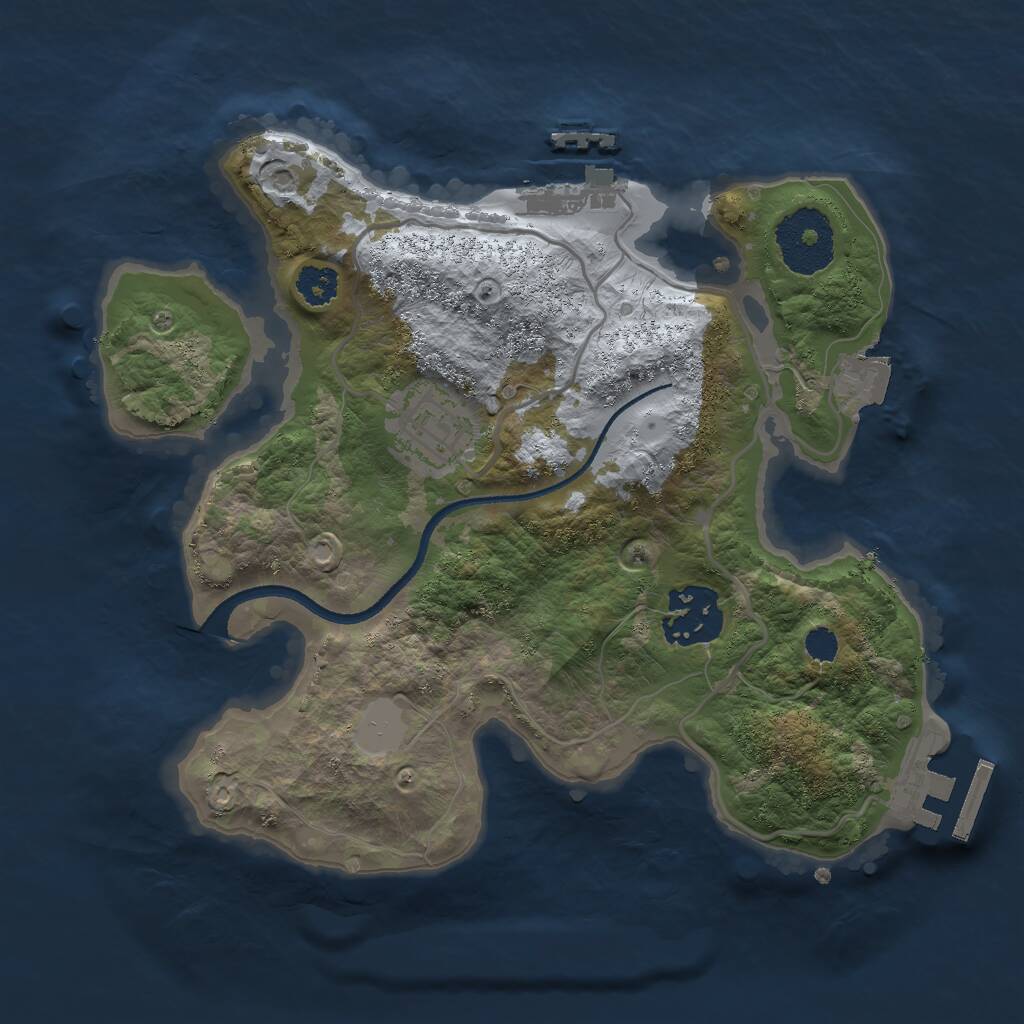 Rust Map: Procedural Map, Size: 2500, Seed: 327202040, 5 Monuments
