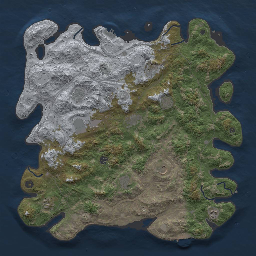 Rust Map: Procedural Map, Size: 4500, Seed: 752983574, 18 Monuments