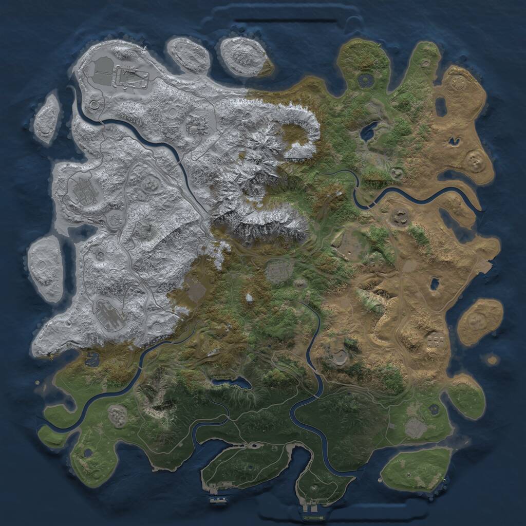 Rust Map: Procedural Map, Size: 5000, Seed: 8, 19 Monuments