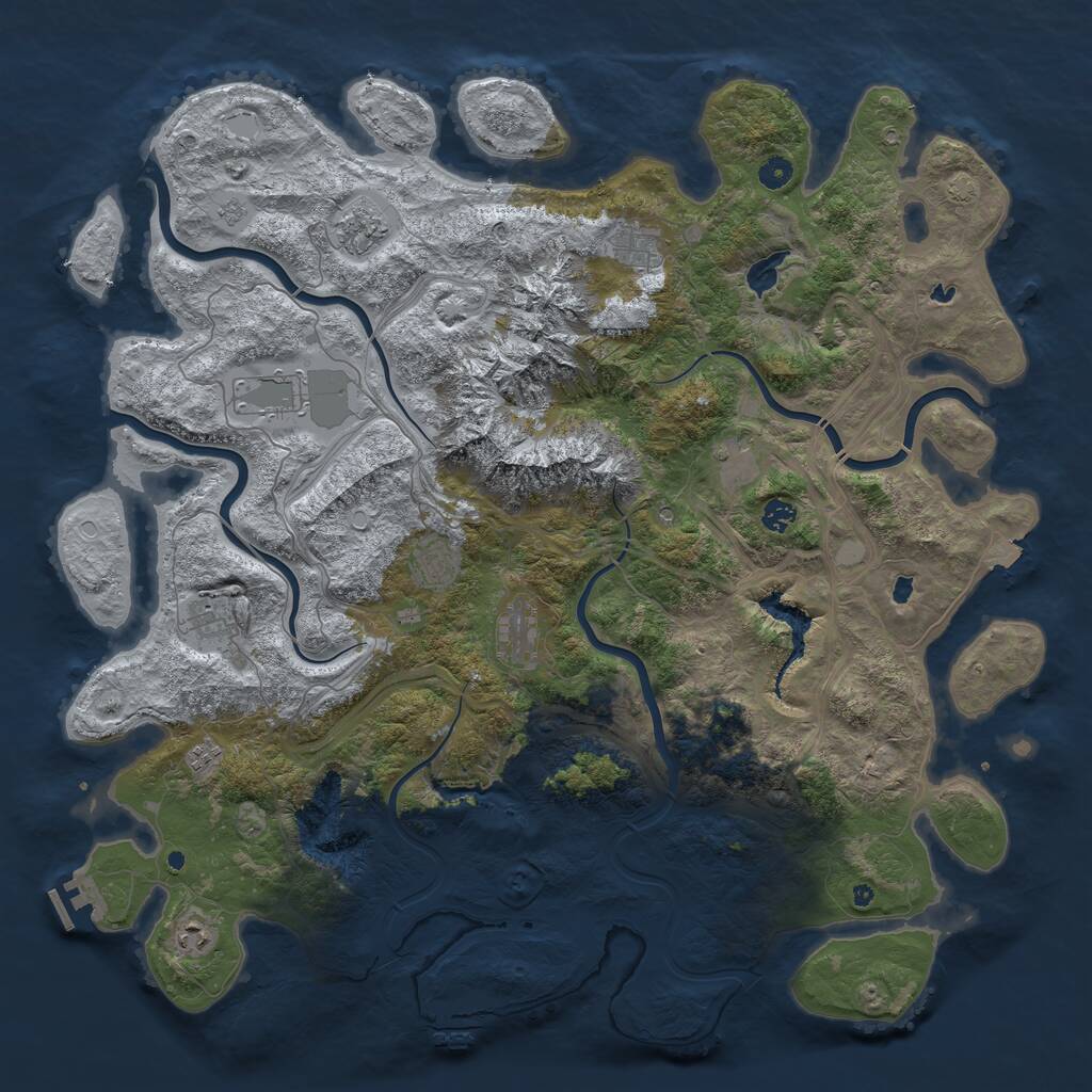 Rust Map: Procedural Map, Size: 5000, Seed: 8, 16 Monuments
