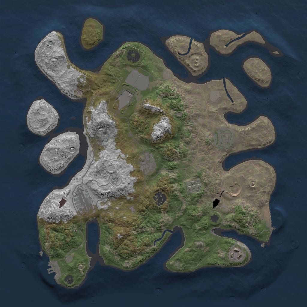Rust Map: Procedural Map, Size: 3550, Seed: 875197, 16 Monuments