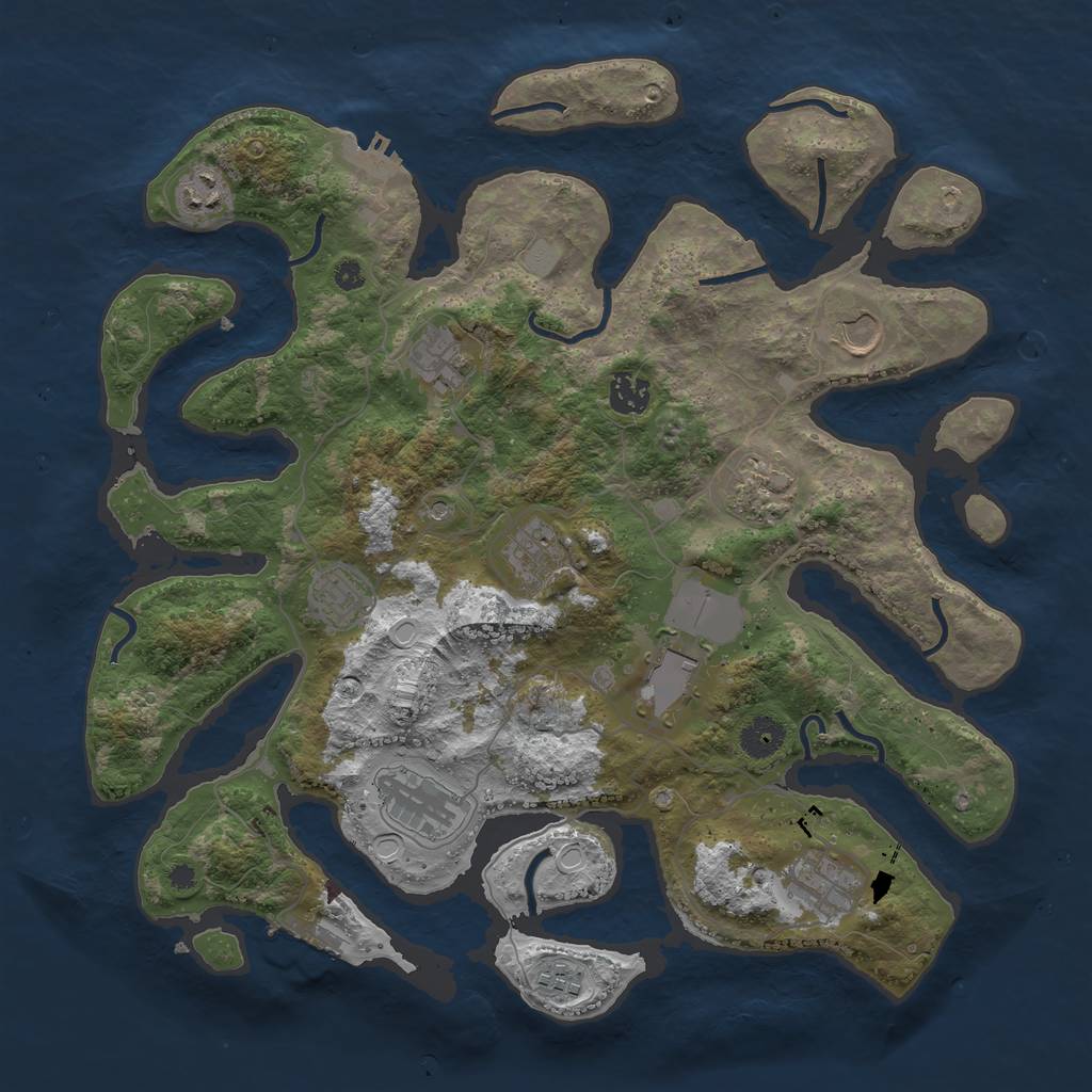 Rust Map: Procedural Map, Size: 3850, Seed: 1301105370, 19 Monuments