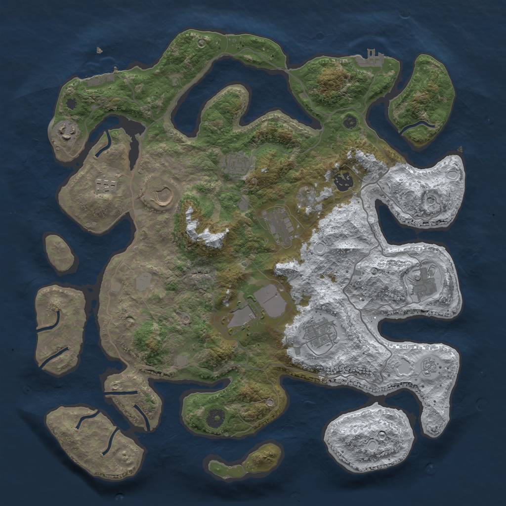 Rust Map: Procedural Map, Size: 4000, Seed: 43428907, 18 Monuments