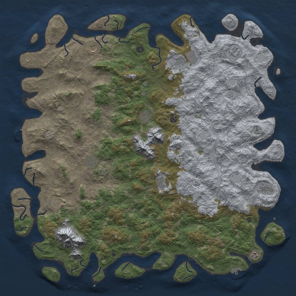 Rust Map: Procedural Map, Size: 6000, Seed: 4964613, 18 Monuments