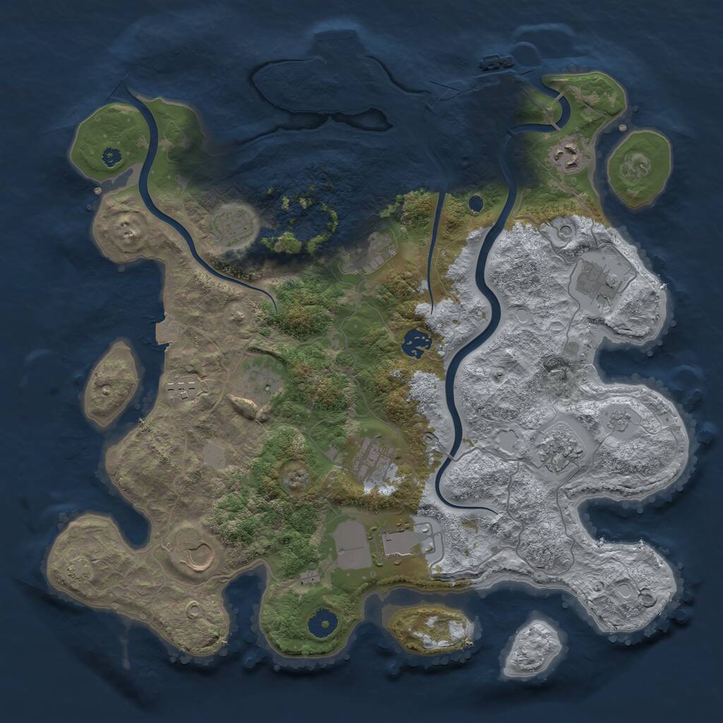 Rust Map: Procedural Map, Size: 3850, Seed: 96846045, 17 Monuments