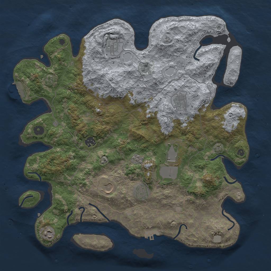 Rust Map: Procedural Map, Size: 4000, Seed: 290168, 16 Monuments