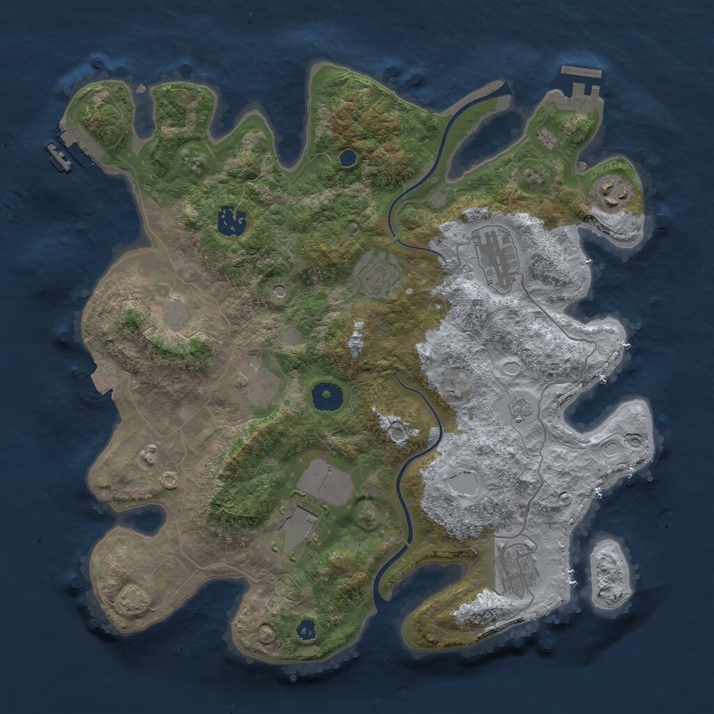 Rust Map: Procedural Map, Size: 3550, Seed: 343893, 13 Monuments