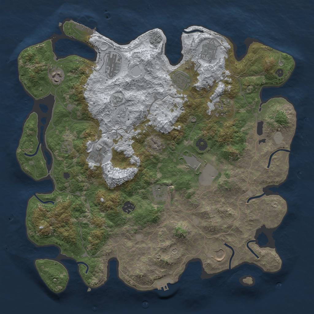 Rust Map: Procedural Map, Size: 4000, Seed: 2083059465, 20 Monuments
