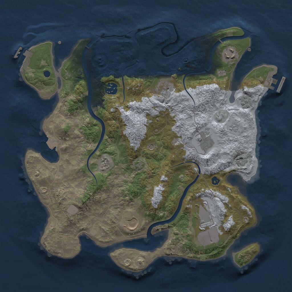 Rust Map: Procedural Map, Size: 3550, Seed: 932417, 13 Monuments
