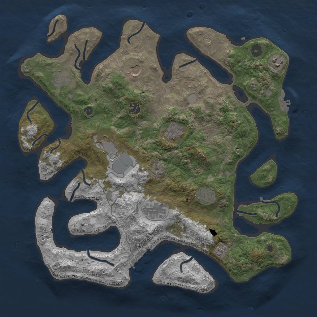 Rust Map: Procedural Map, Size: 4000, Seed: 322516, 17 Monuments