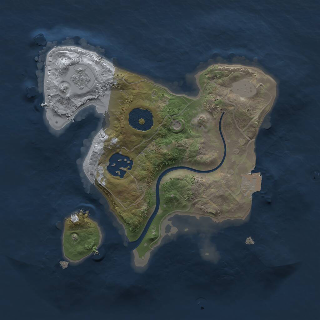 Rust Map: Procedural Map, Size: 2000, Seed: 1520190286, 3 Monuments