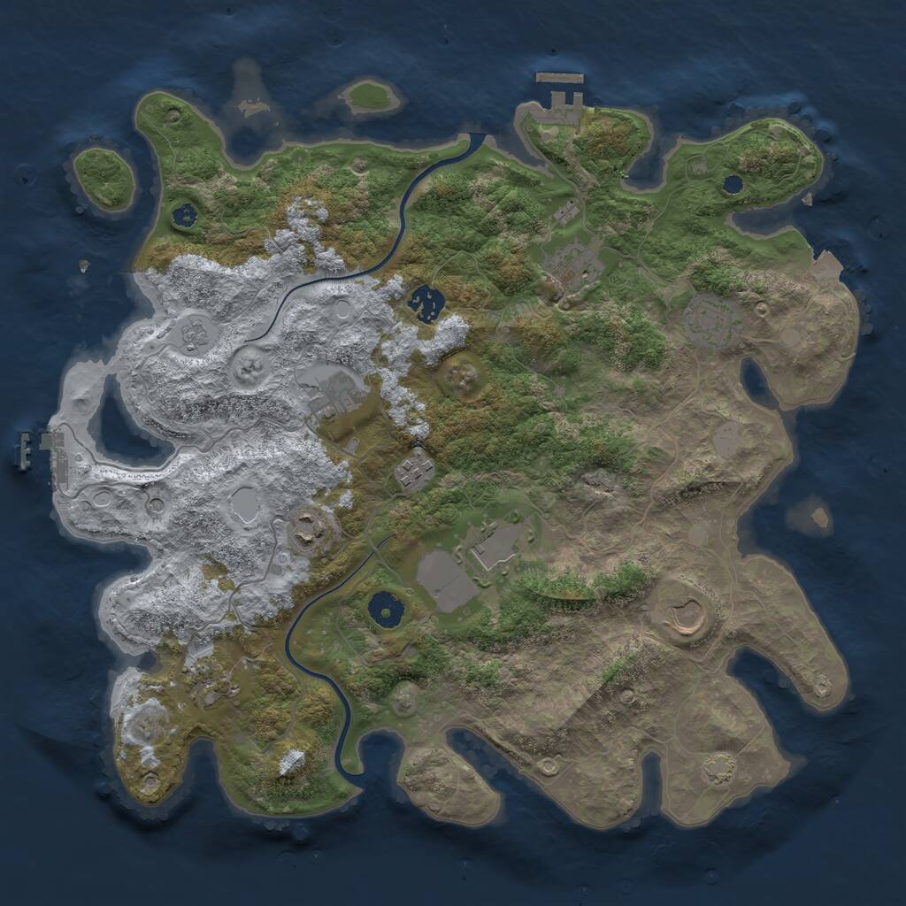 Rust Map: Procedural Map, Size: 3850, Seed: 771860034, 15 Monuments