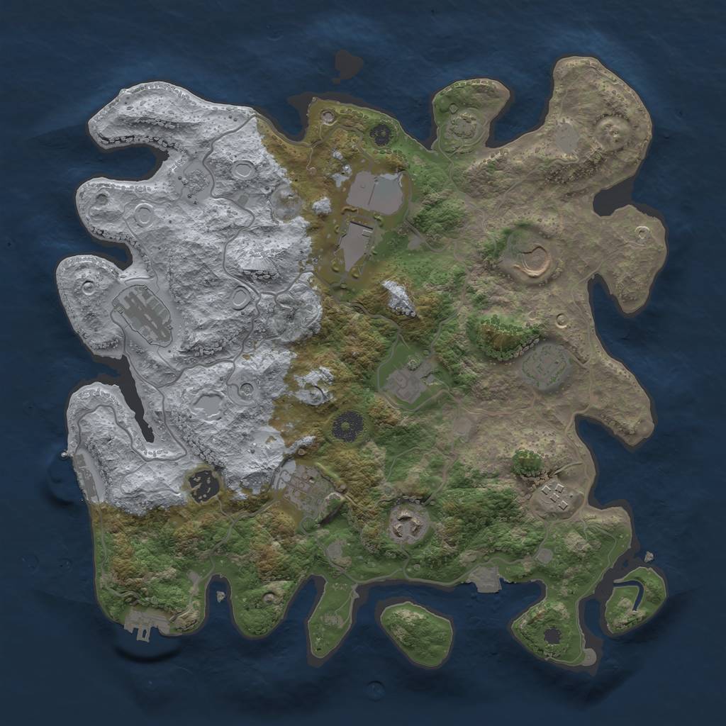 Rust Map: Procedural Map, Size: 3550, Seed: 478407, 17 Monuments