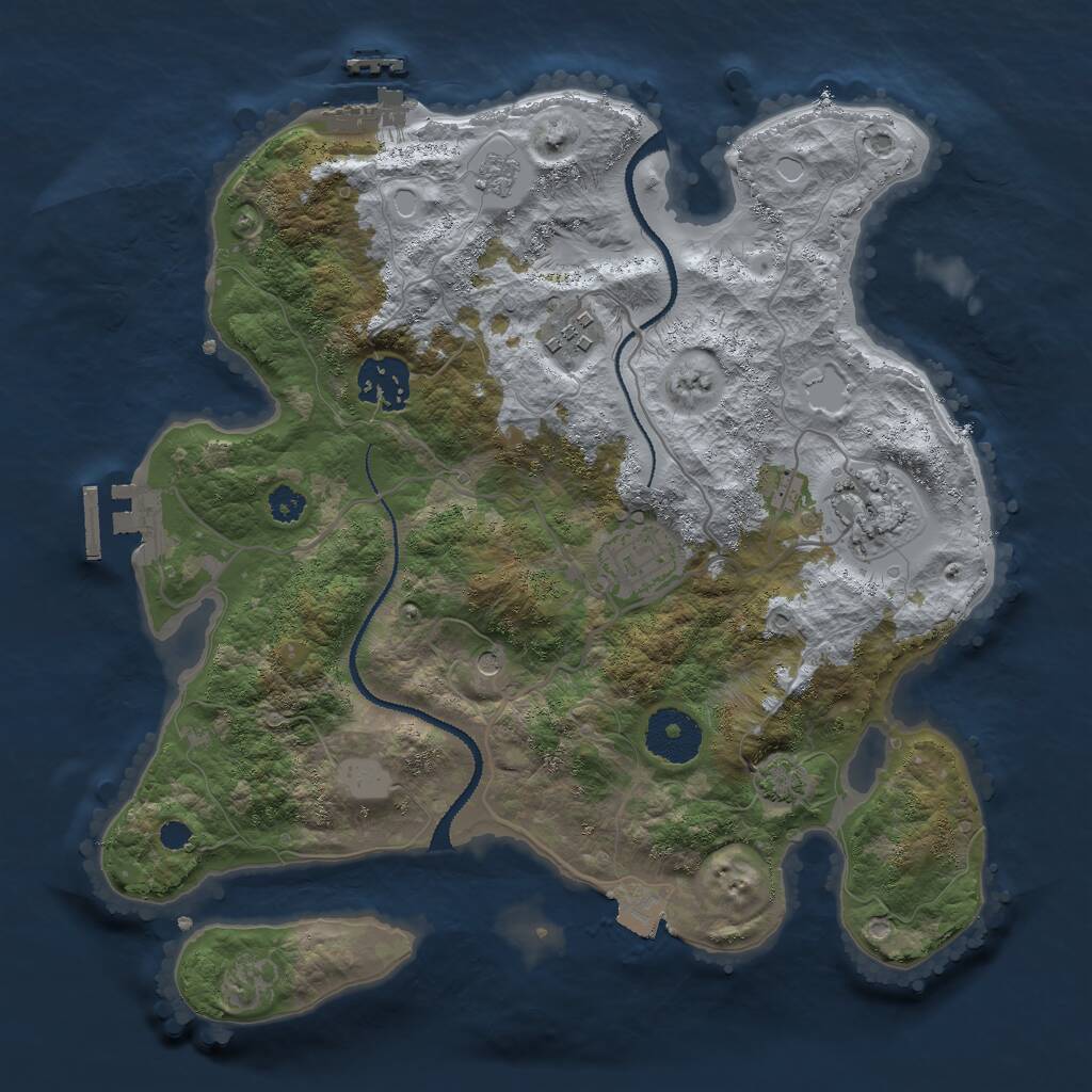 Rust Map: Procedural Map, Size: 3000, Seed: 613242, 10 Monuments