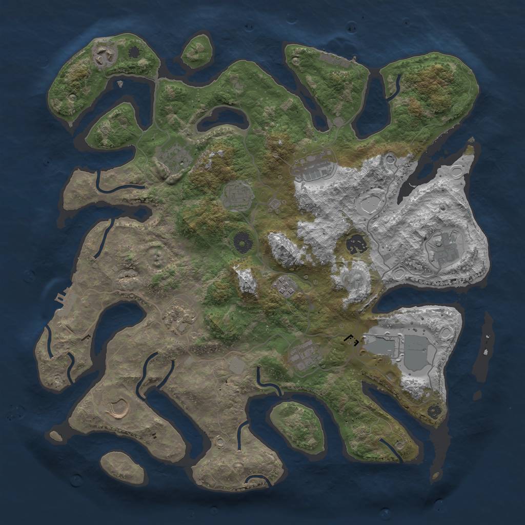 Rust Map: Procedural Map, Size: 3950, Seed: 75944427, 19 Monuments