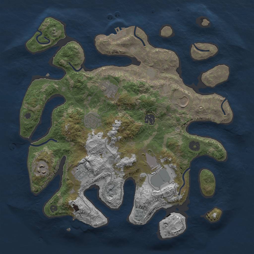 Rust Map: Procedural Map, Size: 3500, Seed: 753049207, 16 Monuments