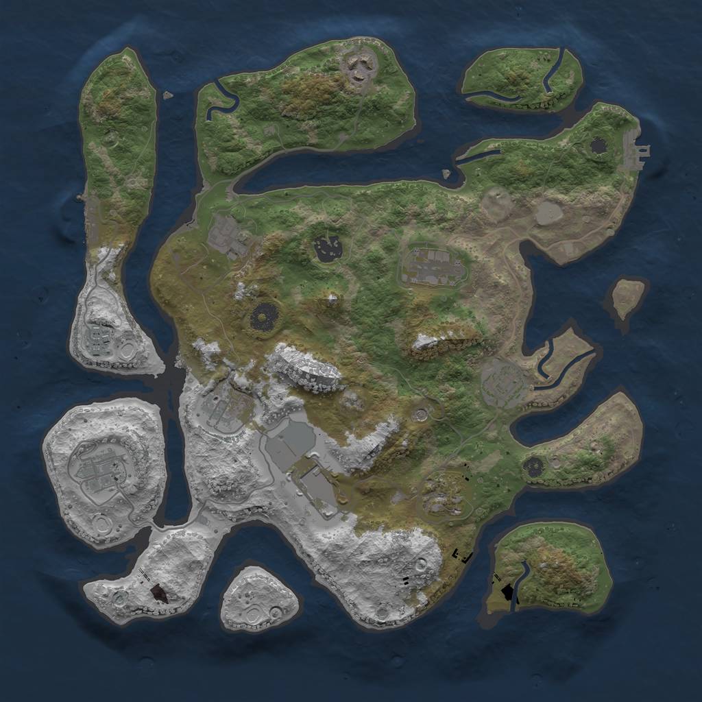 Rust Map: Procedural Map, Size: 3700, Seed: 2051606739, 18 Monuments
